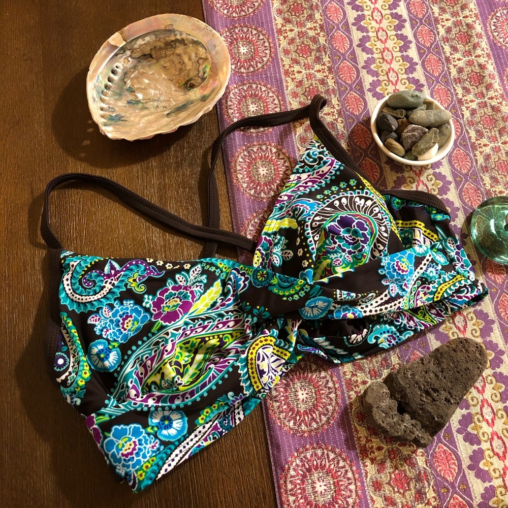 Athleta Bikini Top - Wired Brown Color & Paisley